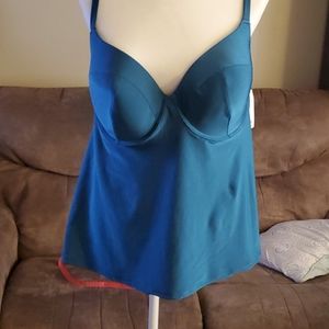 NWT 4-way Cacique swim tankini 40DDD in turquoise